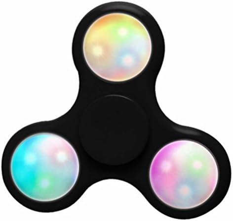 Fidget Spinner Toy Figit Spinner Rainbow Prime LED Glowing Hand Tri-Spinner Perfect For ADD, ADHD, Anxiety, and Stress Relief (Black)