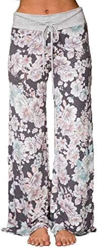 WFTBDREAM Women's Floral Printed High Waist Drawstring Wide Leg Palazzo Lounge Pants