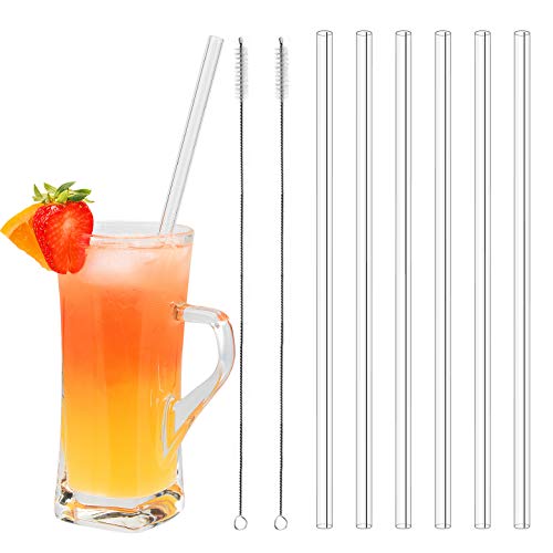 bremermann 6er Set Glas-Trinkhalme, Cocktail-Set, Verschiedene Längen, wiederverwendbar, transparent oder bunt… – Bild 3