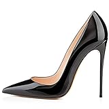 Kmeioo High Heels, Women's Pointed Toe High Heel Slip On Stiletto Pumps Evening Party Basic Shoes Plus Size