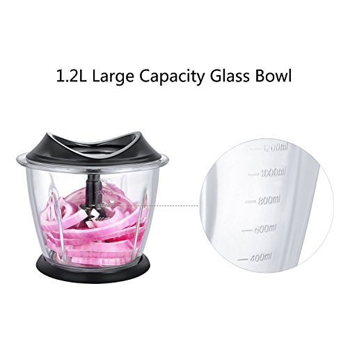 [- Aicok Mini Chopper 1.2 L Bowl with 600 ml Food Capacity, Food Chopper with 4 sharp blades, Food