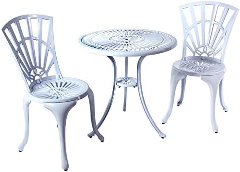 White Patio Furniture Weave Design Aluminum Bistro Set, 3-Piece