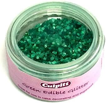 Culpitt Edible Glitter Flakes - Green - Sprinkle some sparkle on your cakes!