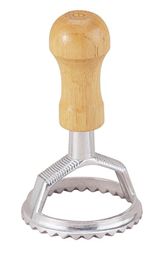 Fantes Ravioli Maker Stamp Set, Round Stamp with Wooden Handle and Fluted Edge, 2.5-Inch, The Italian Market Original since 1906