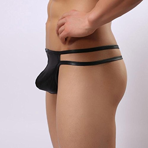 BeautyVan Hot Sale! Men Shorts, Fashion Design Hot Sexy Men's Thongs G-String Underwear Leather Jockstrap Trunks (M, Black ~1)