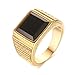 CARTER PAUL Men's Stainless Steel Black Onyx Gold Ring Europe and America Style, Size 13