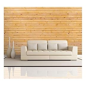 Horizontal Yellow Wood Textured Paneling - Wall Mural, Removable Wallpaper, Home Decor - 100x144 inches