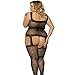 Maxde Women Sexy Lingerie Plus Size Crotchless Tights Bodysuit Body Stocking (3XL, Black)