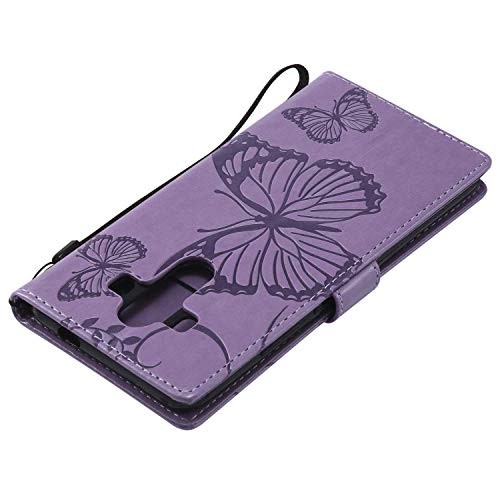 Huawei Mate 10 Pro Case, The Grafu Butterfly Embossing PU Leather Shockproof Stand Case, Flip Stand Function Protective Cover with Card Slots for Huawei Mate 10 Pro, Purple