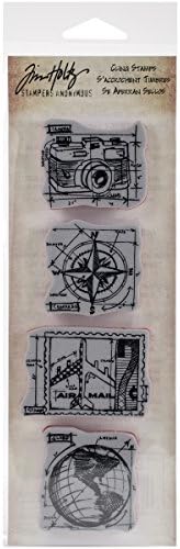 Brand New Tim Holtz Mini Blueprints Strip Cling Rubber Stamps 3""X10""-Travel Brand New