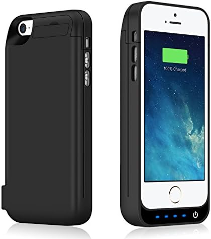 iPhone 5 5S Battery Case 4600mAh Capacity Extended Battery Power Charger for iPhone 5 5S SE 4 LED Indication Ultra Slim Portable Charging Cover - Black