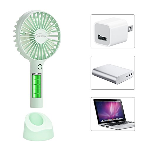 YIHunion Mini Handheld Fan Personal Portable USB Rechargeable Battery Powered Fan with Base, 2500mAh Batteryï¼Œ4 Modes for Home, Office, Bedroom and Outdoor travel(Green)