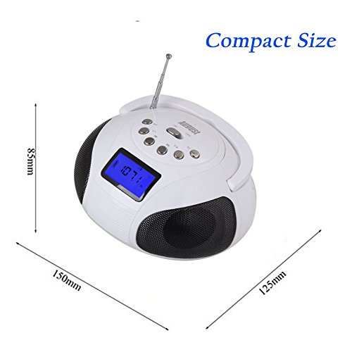 Mini Clock Radios, Bluetooth Speaker MP3 Stereo System Portable Powerful FM Alarm Clock Radio with Card Reader, USB and AUX in (Micro USB) Stereo White (SE20)
