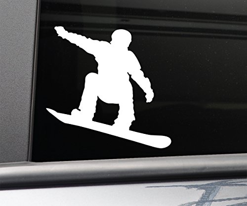 Snowboarding Snowboarder Snowboard Vinyl Decal Laptop Car Truck Bumper Window Sticker, 5.5" x 5.5", White