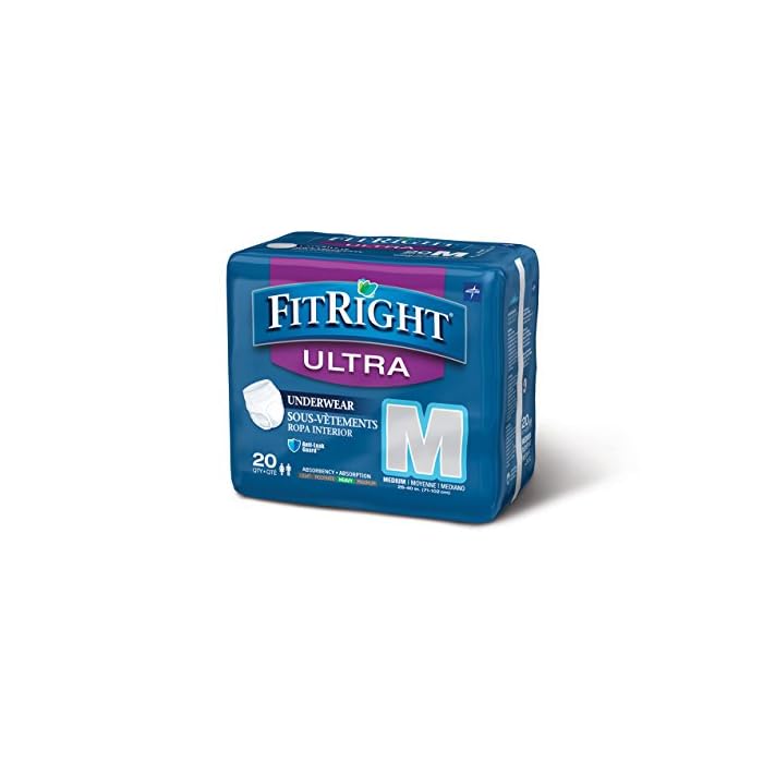 Medline Fitright Ultra Protective Underwear, 20 Count (Pack of 4)
