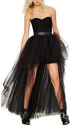 Richlulu Women Sexy Mesh High Low Lightweight Layered Wedding Party Tutu Skirt