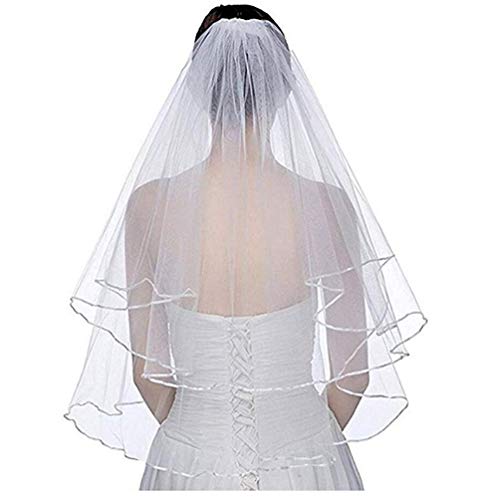 Botong White Ivory Bridal Veils with Comb Wedding Accessories (one size, white)