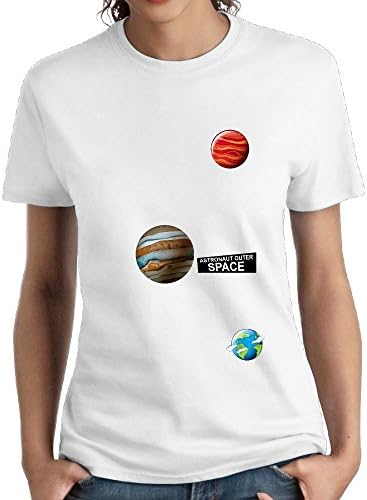 VVTV56E Astronaut Outer Space Cartoon Spacecraft Female Fashion Designed Short Sleeve Tee Shirt