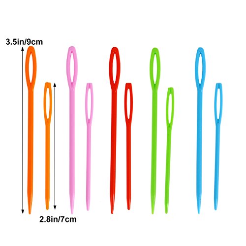 ULTNICE 40pcs Large Eye Plastic Sewing Needles Weaving Tools for Kids Mixed Color