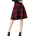 LIYT Women's High Waisted Wool Print Plaid Aline Skirt