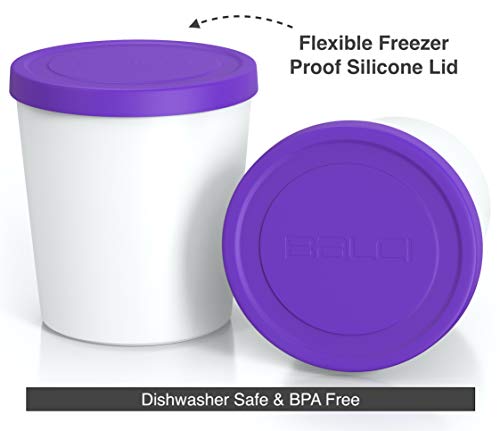 BALCI - Premium Ice Cream Containers (2 PACK - 1 Quart Each) Perfect Freezer Storage Tubs with Lids  - //coolthings.us