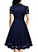 Miusol Women's Cap Sleeve 1950s Style Vintage Black Lace A-line Dress (Medium, Navy Blue)