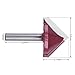 EnPoint™ Titanium Coated Carbide-Tipped Double Edge Miter Folding V-Groove Router Bit 15/64 6mm Shank 90° 10mm Cutter Dia 3D Sign Making Lettering Engraving Bit Woodworking Chamfer Bevel Cutter