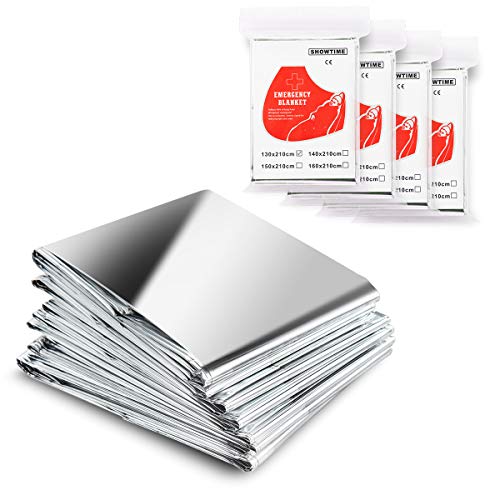 HanleyDepot Emergency Mylar Thermal Blankets (4-Pack), Perfect Survival Gear for Adults and Kids, Survival Kit, Hiking, Outdoors, Camping Emergency Space Blankets