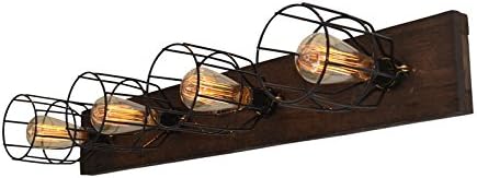 West Ninth Vintage Flush Mount Wood Vanity Light - Use in Bathroom, Powder Room, Laundry Jacobean Stain)