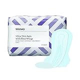 Amazon Brand - Solimo Ultra Thin Pads with Wings, Extra Heavy Overnight Absorbency, Unscented, Size 5, 24 Count