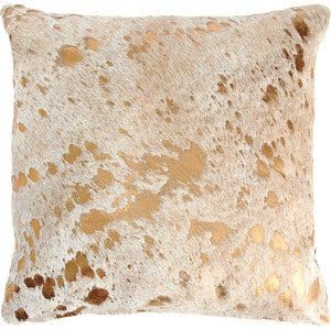 Amazon Com Ecowhides Cowhide Pillow Case 15 X 15 Gold Metallic Genuine Leather Cowskin Throw Pillow Cover Gold Metallic One Sided Case Only Furniture Decor