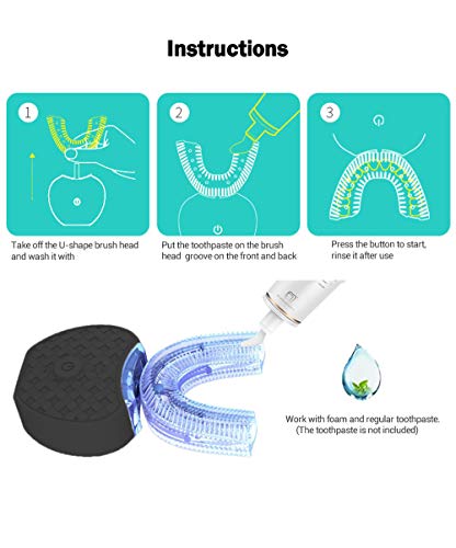 Ultrasonic Rechargeable Electric Toothbrush V-WHITE 360° Automatic Toothbrush Whitening Electric Power Toothbrush for Adults，30'' Automatic Timer, 4 Optional Modes, Wireless Charging, FDA/IPX7         - Thumbnail 5