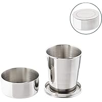 AceCamp Stainless Steel Collapsible Cup with Protective Cap, Portable Outdoor Travel Camping Folding Cup, Small Metal Expandable Cup, Pocket Size (2oz).