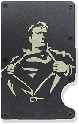 Superman Engraved Metal RFID Blocking Tactical Minimalist Wallet w/Money Clip