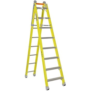 Louisville Ladder FXC1208 Fiberglass Combination Step to Straight Ladder, 375-Pound Duty Rating, Type Iaa, 8-Foot, Yellow