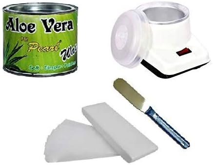 PMPEARL Waxing Kit/Wax Kit Combo Kit Includes (Wax Heater + WAX + WAX Strips + WAX Knife) (Aloe Vera)