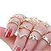 CJESLNA Women's Rhinestone Bowknot Knuckle Midi Mid Finger Tip Stacking Rings
