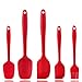 Silicone Spatula Set,Besiva 5-piece 600ºF Heat-Resistant Spatulas,Baking Spoons & Silicone Brush,Safe Soft and Non-stick Flexible Rubber Spatulas with Stainless Steel Core Design(Red)