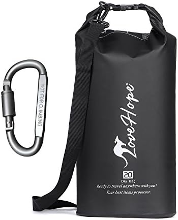 Waterproof dry bags 5L/10L/20L 600D PVC Waterproof Dry Bag for Boating and Camping, Rafting, Swimming, Camping, Hiking, Beach, Fishing,Snowboarding. (Balck, 5L)