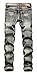Jouica Men's Ripped Slim Fit Tapered Leg Jeans Grey-US 36