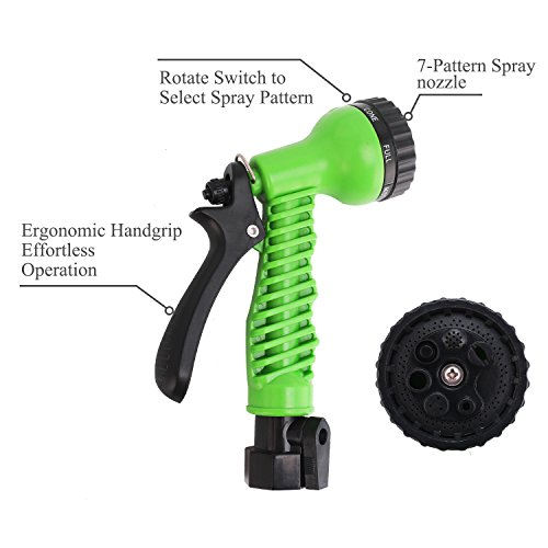 Veidoo Garden Hose,Expandable Hose,75 ft with 7 Pattern Spray Nozzle, High Pressure,Flexible for All Your Watering,Car Wash Use,Shower pet (Green)