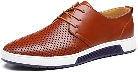 Men’s Casual Shoes PU Leather Summer Breathable Holes Luxury Brand Flat Shoe Oxford & Derby Shoes for Mens