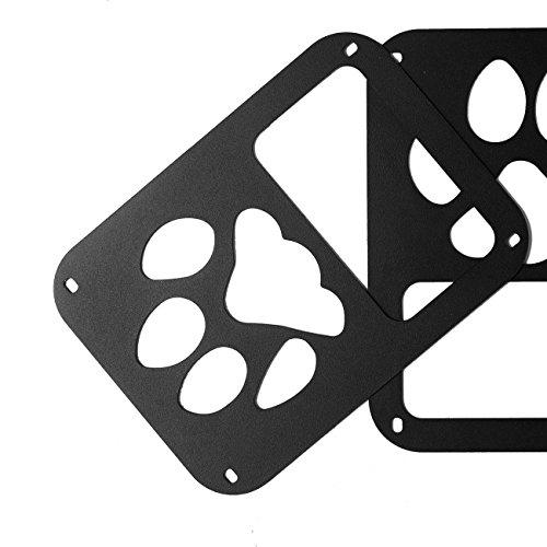 DIYTuning Dog Paw Tail lamp Tail Light Cover Trim Guards Protector for Jeep Wrangler JK JKU Unlimited Rubicon Sahara Sport Accessories Parts 2007 2008 2009 2010 2011 2012 2013 2014 2015 2016 2017