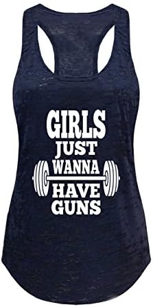 Tough Cookie's Women's Girls Just Wanna Have Guns Workout Burnout Tank Top