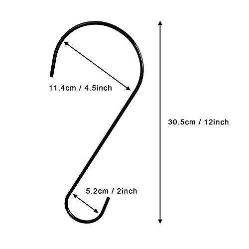 Bird Feeder Hook, VIPITH 12 Inches Rustproof Black Stainless Steel Hooks Garden Hook Tree Branch Hook for Hanging Bird Feeders, Bird House, Plants, Baskets, Lanterns and Bicycles, 3 Pack