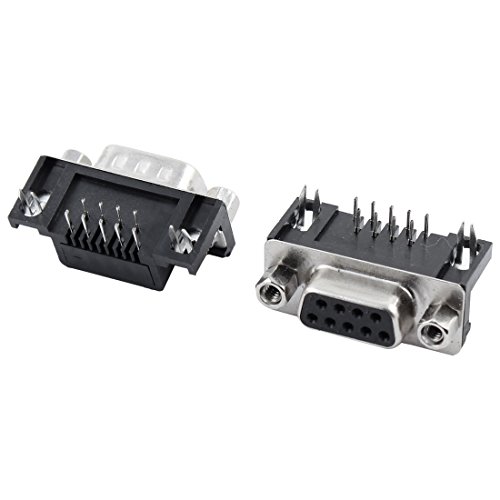 uxcell DB9 9 Pin Male + Female Right Angle D-sub PCB Mount Connectors 2 Pcs