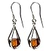 Amber cube Sterling Silver Millennium Collection Teardrop Earrings