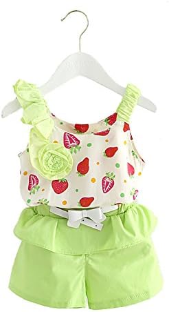 Chuang Baby Girls Clothing Sets 2pcs Strawberry Printed + Shorts Outfits Set Infant Toddler Costume