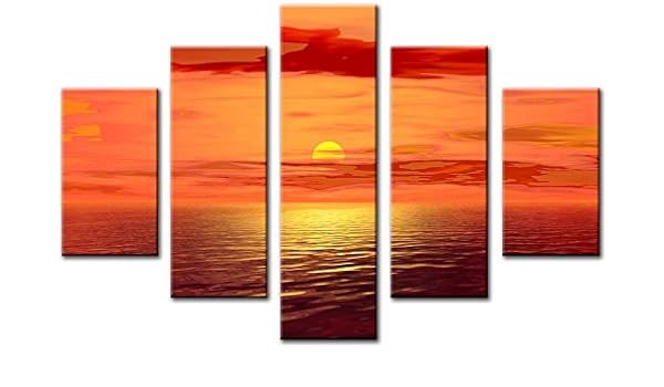 Amazon Com Lynxart 5 Panel Total Size 115x80cm Large Canvas Wall Digital Art Print Deepred Posters Prints