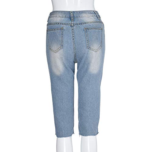Clearance Womens Clothing WEUIE Womens Casual Elastic Denim Leggings Destroyed Bermuda Shorts Jeans Pants (XL, Blue ) - Thumbnail 7